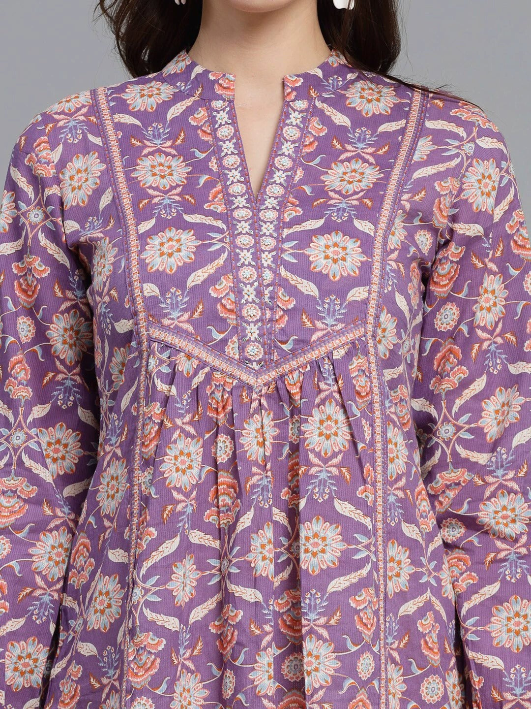 Élise™ - Blouse Bohème à Imprimé Floral Violet
