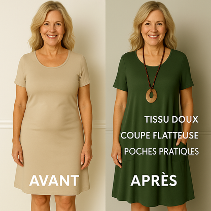 Roovilo™ Sophie - Robe Élégante avec Couverture Subtile du Ventre