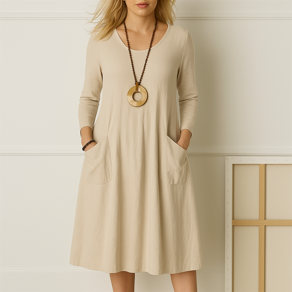 Roovilo™ Sophie Manches Longues - Robe Élégante avec Couverture Raffinée du Ventre