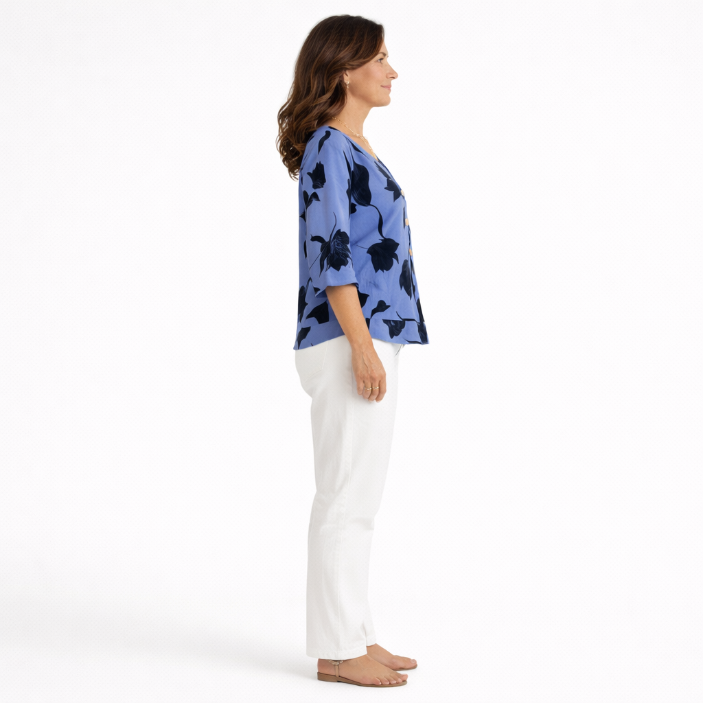 Roovilo™ Tunique Ample Élégance – Haut Léger à Imprimé Floral avec Boutons