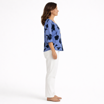 Roovilo™ Tunique Ample Élégance – Haut Léger à Imprimé Floral avec Boutons