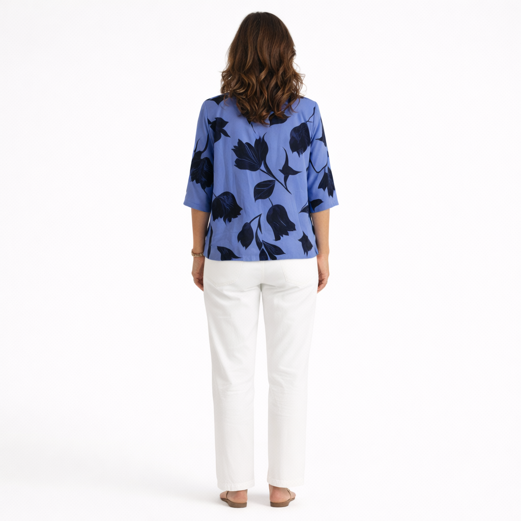 Roovilo™ Tunique Ample Élégance – Haut Léger à Imprimé Floral avec Boutons