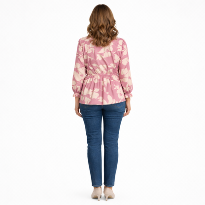 Roovilo™ Tunique Florale Élégance – Coupe Fluide, Taille Cintrée & Confort Absolu