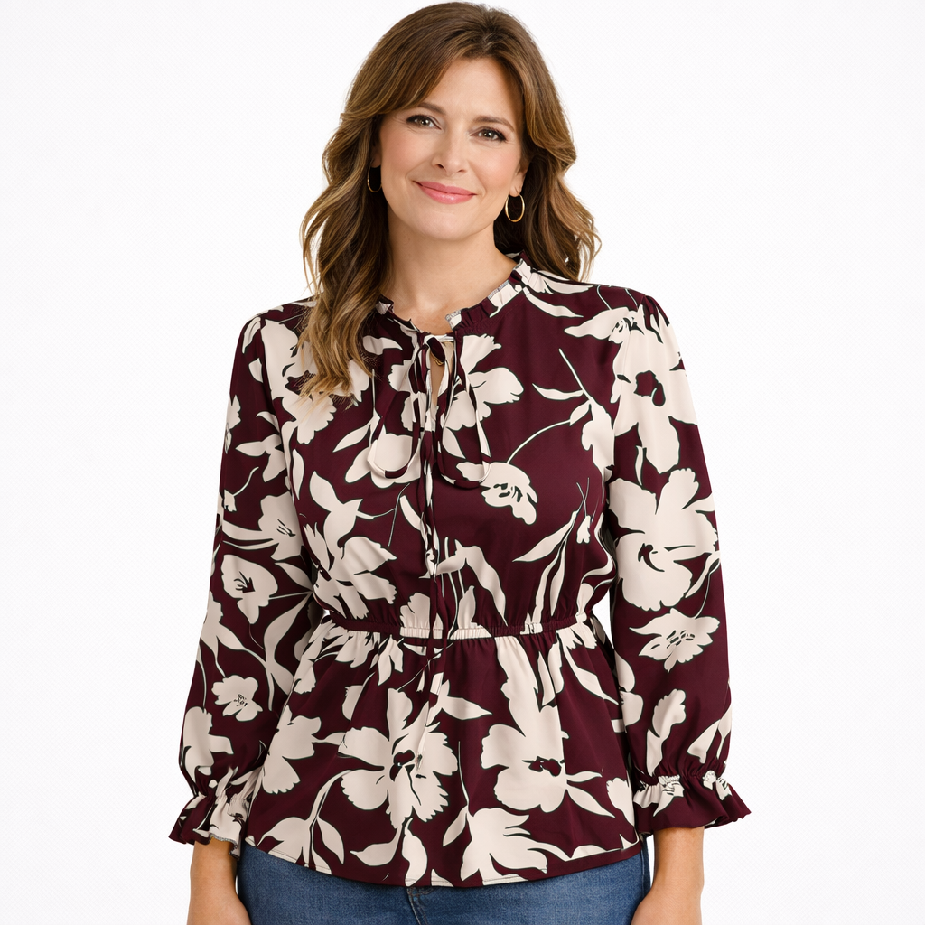 Roovilo™ Tunique Florale Élégance – Coupe Fluide, Taille Cintrée & Confort Absolu