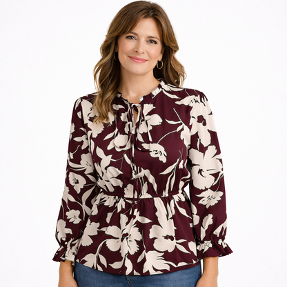 Roovilo™ Tunique Florale Élégance – Coupe Fluide, Taille Cintrée & Confort Absolu