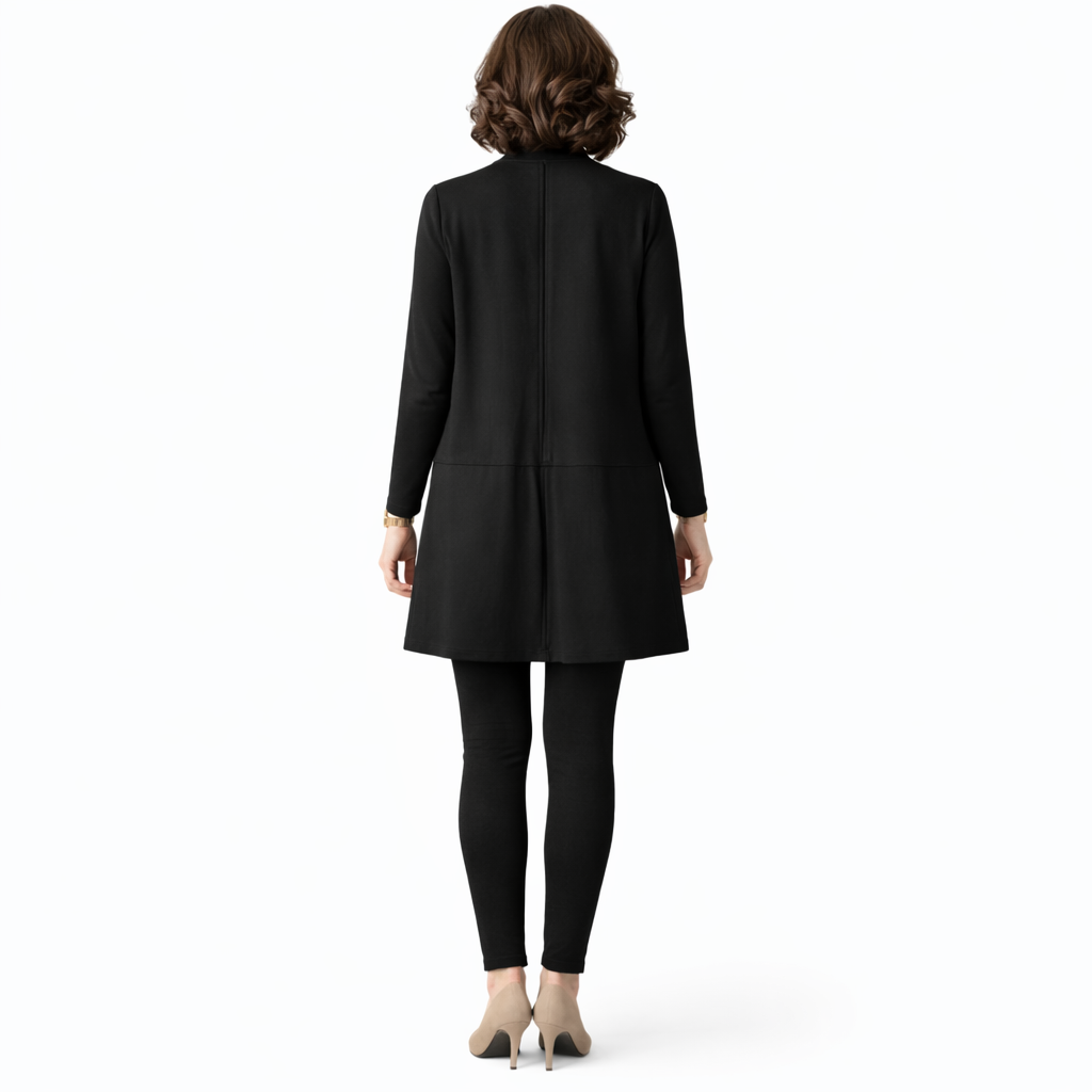 Roovilo™ Robe Ample Confort Élégance – Col Zippé, Coupe Flatteuse et Poches Pratiques