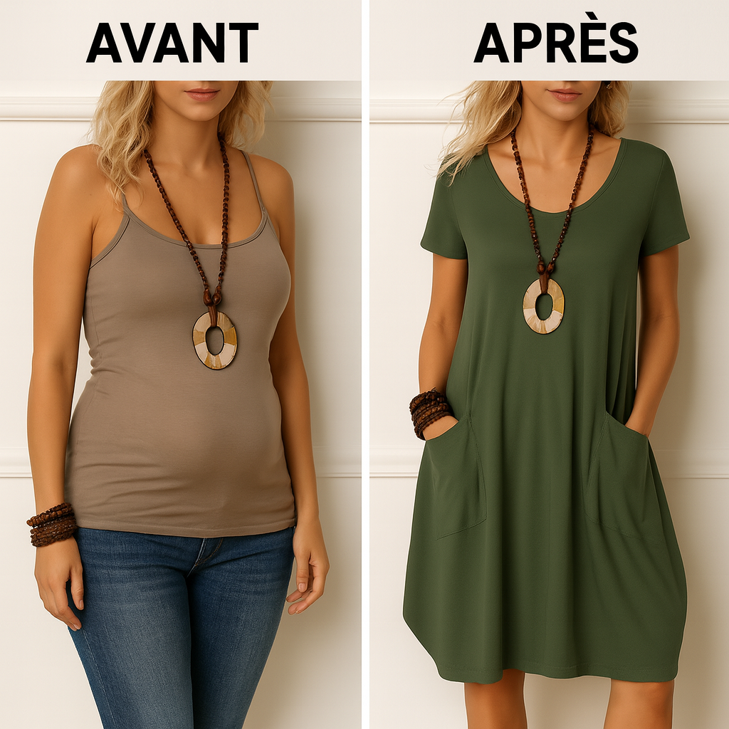 Roovilo™ Sophie - Robe Élégante avec Couverture Subtile du Ventre