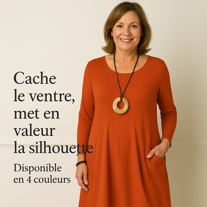 Roovilo™ Sophie Manches Longues - Robe Élégante avec Couverture Raffinée du Ventre