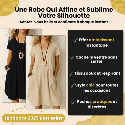 Roovilo™ Sophie - Robe Élégante avec Couverture Subtile du Ventre
